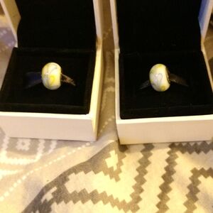 Silver and glass bead charm